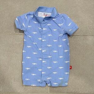 Magnetic Me Sky Blue Airplane Baby Romper